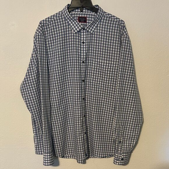 UNTUCKit Men’s Blue and White Checkered Button Down Shirt Size 3 XL Preowned - Picture 1 of 5